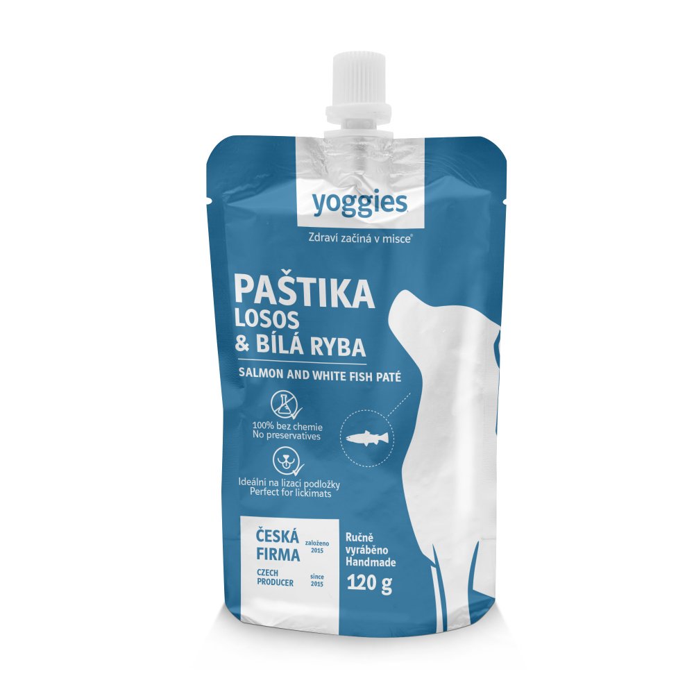 Yoggies postei til hund med laks og hvit fisk, 120 g