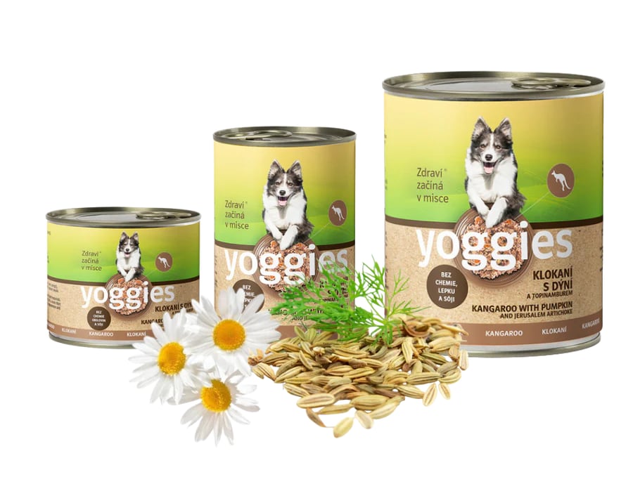 Yoggies våtfôr til hund, kenguru med gresskar og jordskokk