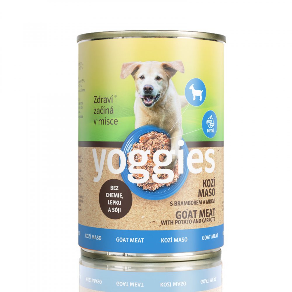 Yoggies våtfôr til hund geit med poteter og gulrøtter, 400 g boks