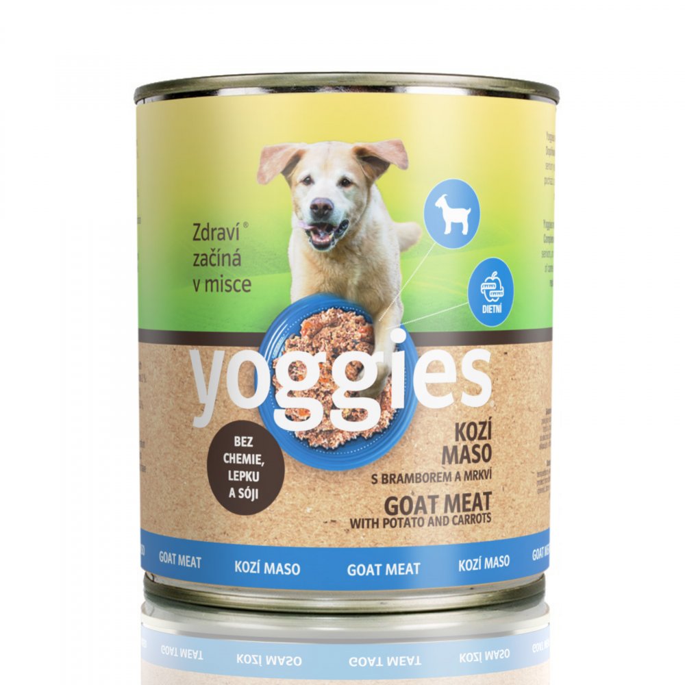 Yoggies våtfôr til hund geit med poteter og gulrøtter, 800 g boks