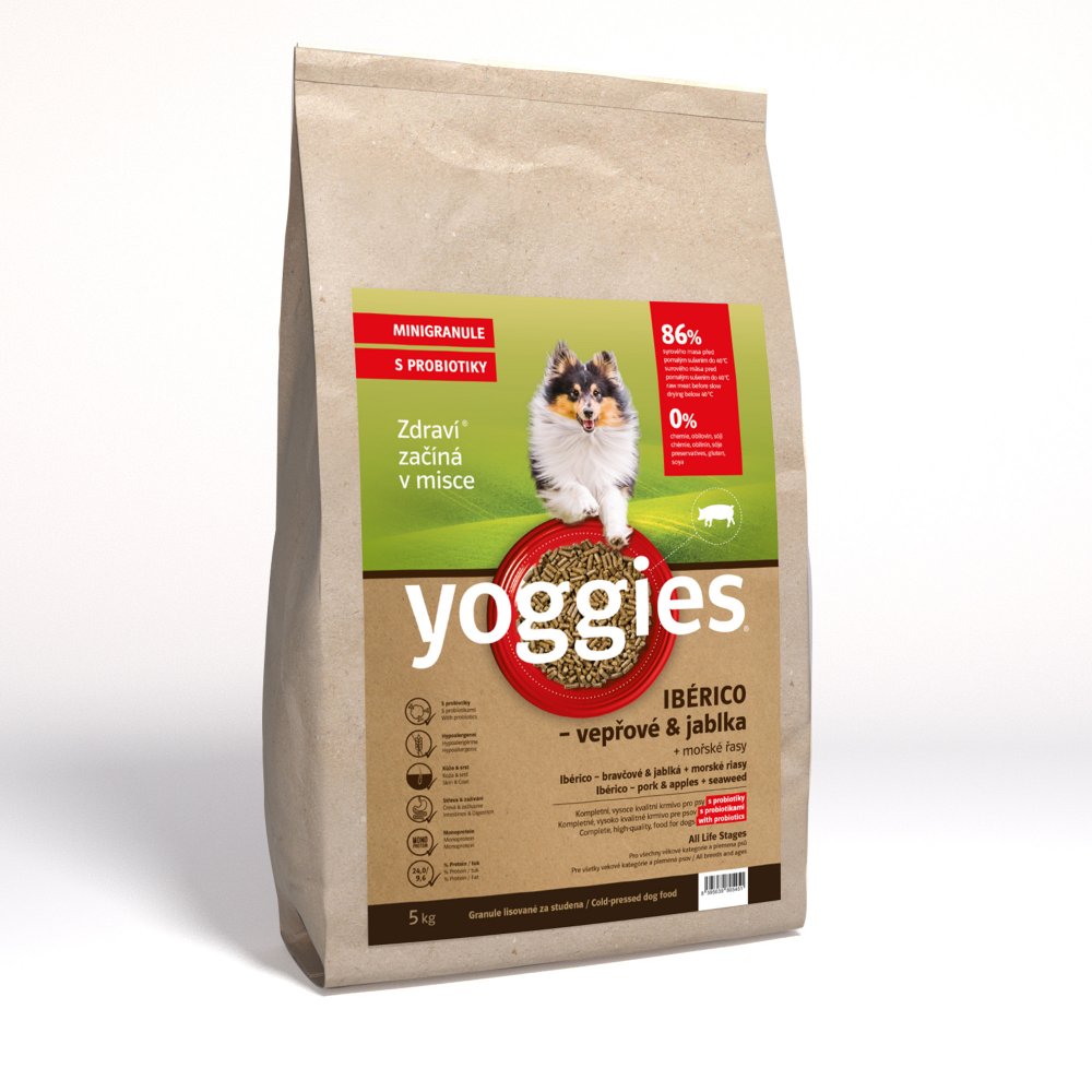 Yoggies kaldpresset hundefôr ibérico svin med epler MINI, 5 kg sekk