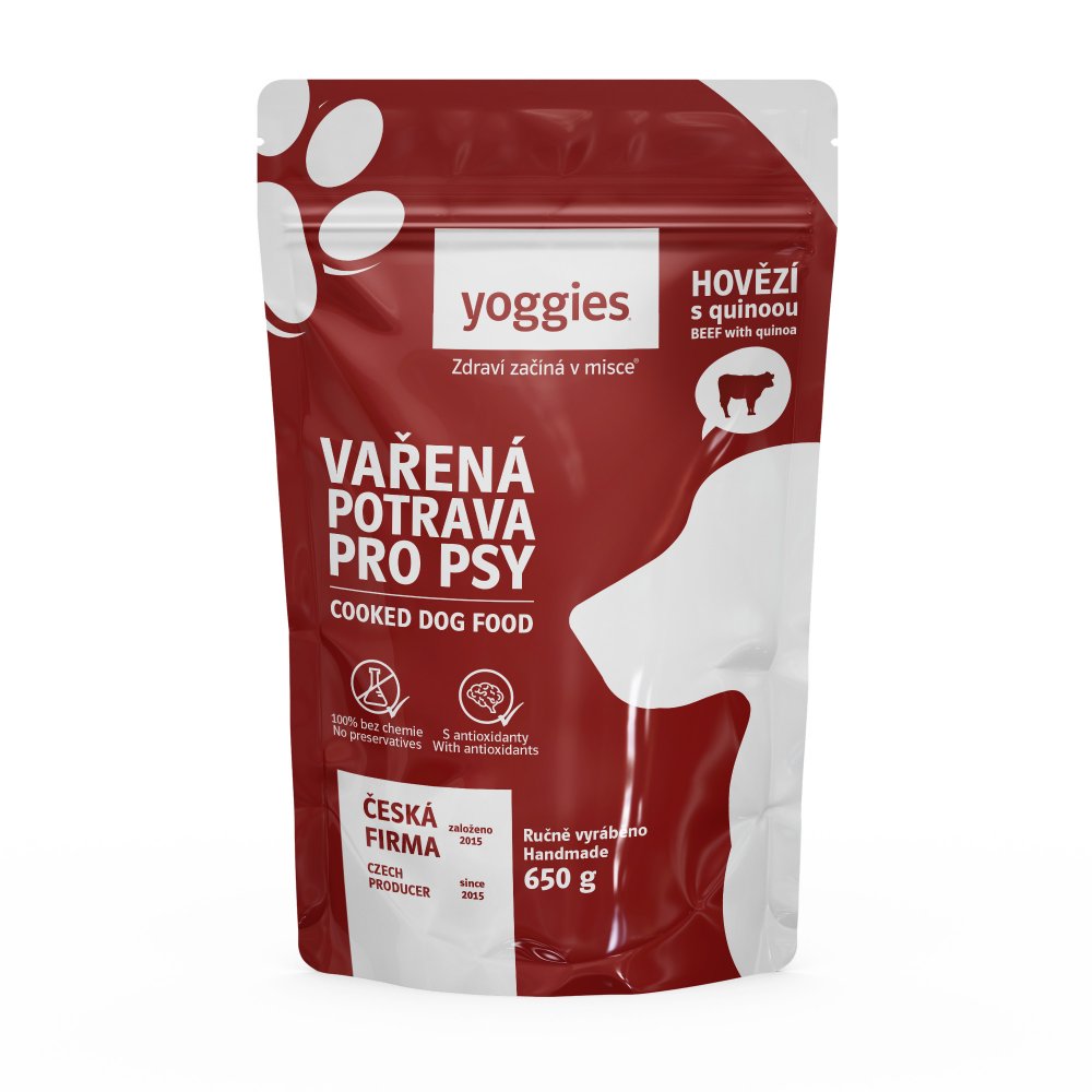 Yoggies kokt fullfôr til hund, storfe med quinoa, 650 g