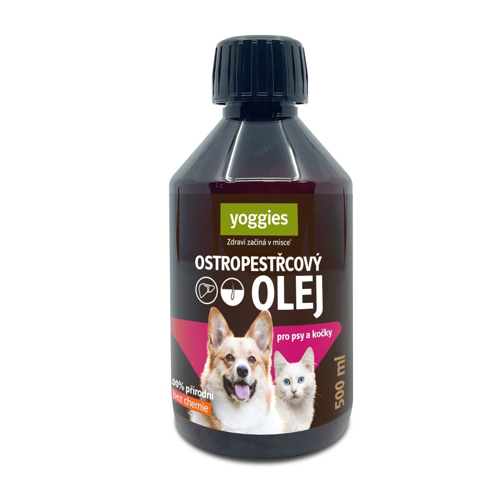Yoggies mariatistelolje for hund og katt, 500 ml flaske