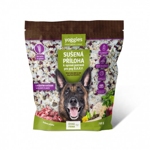 Yoggies BARF+ tørket tilbehør til råfôr med risflak, 750 g