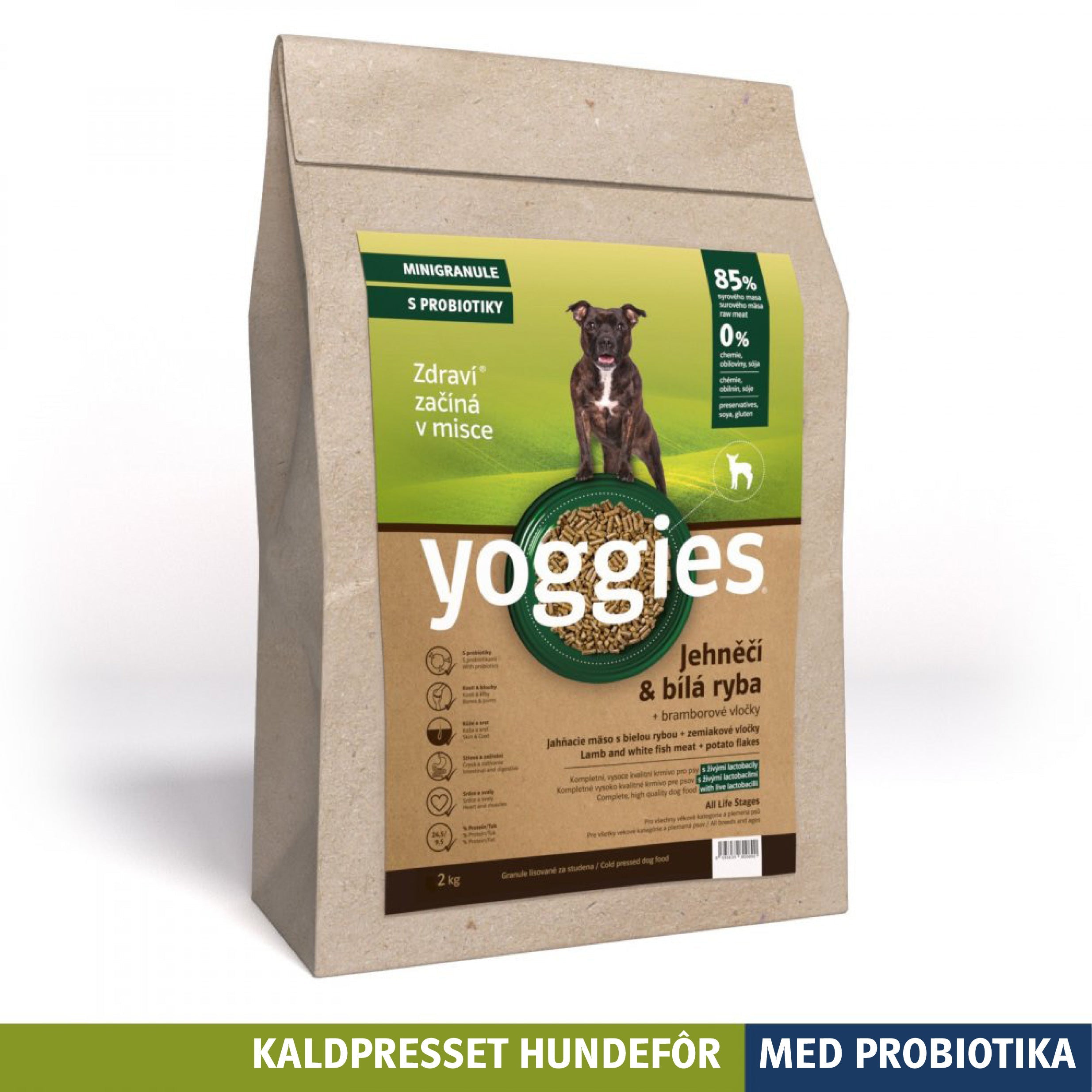 LAM & HVIT FISK med probiotika MINI - kaldpresset hundefôr YOGGIES - diettfôr