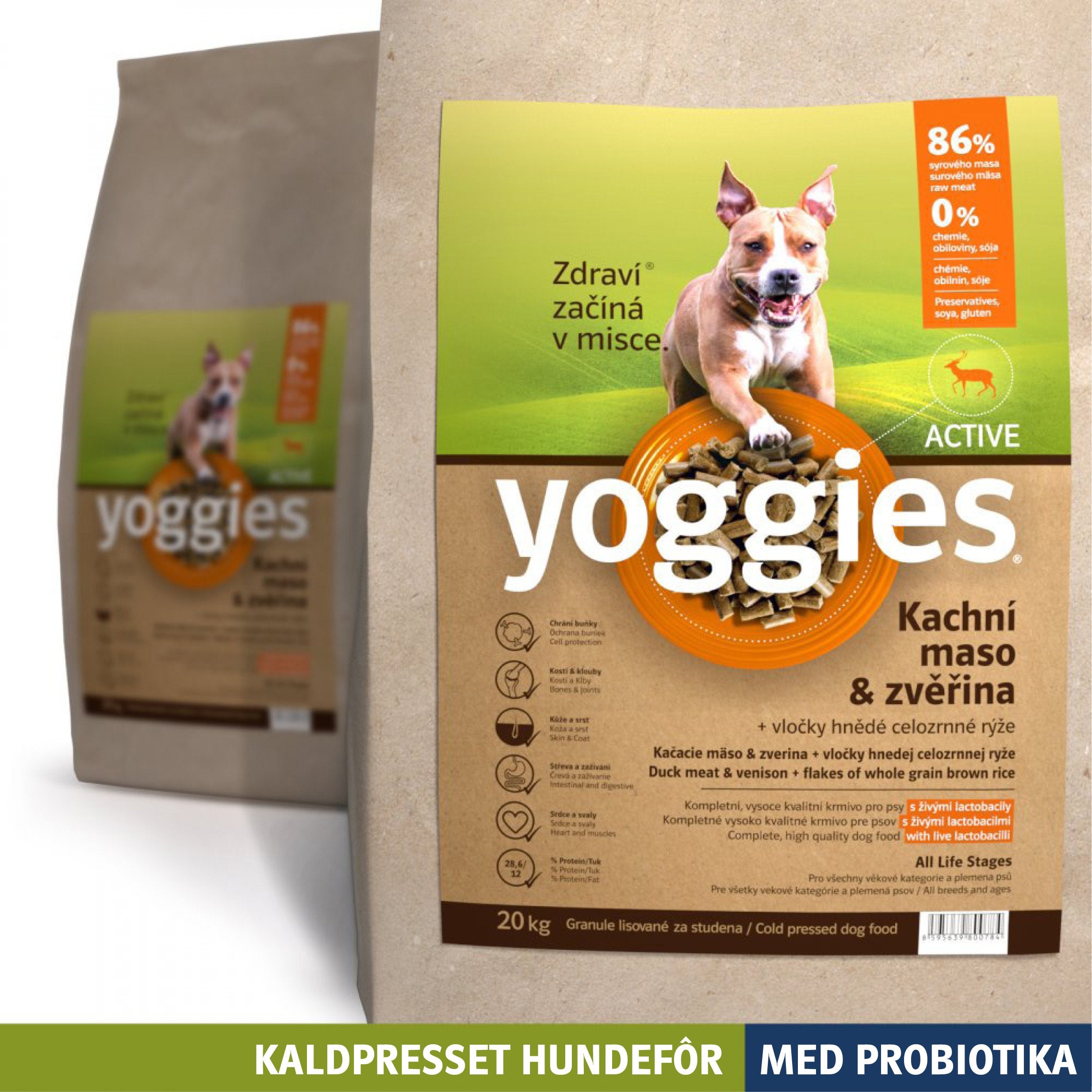 ACTIVE – AND & VILT med probiotika - kaldpresset hundefôr YOGGIES