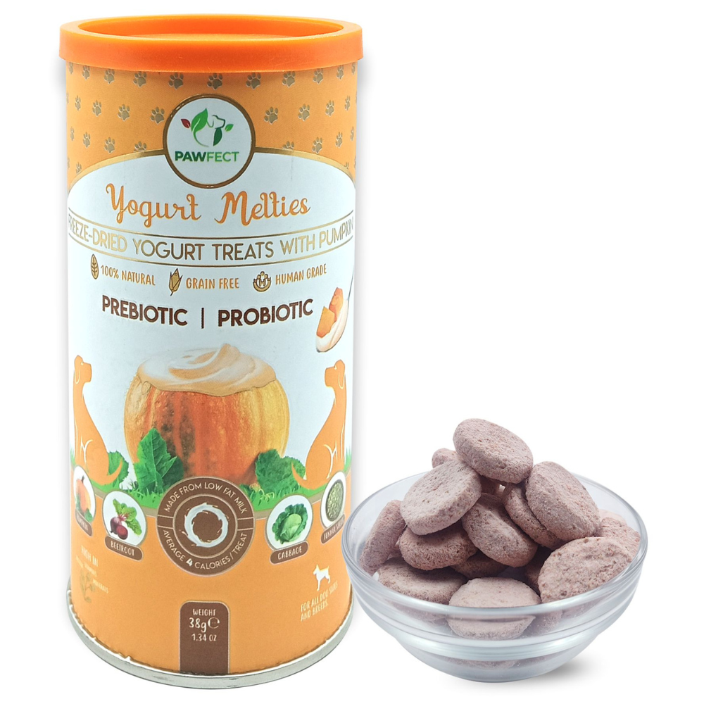 GRESSKAR & YOGHURT hundegodbiter med prebiotika og probiotika – Pawfect Yogurt Melties