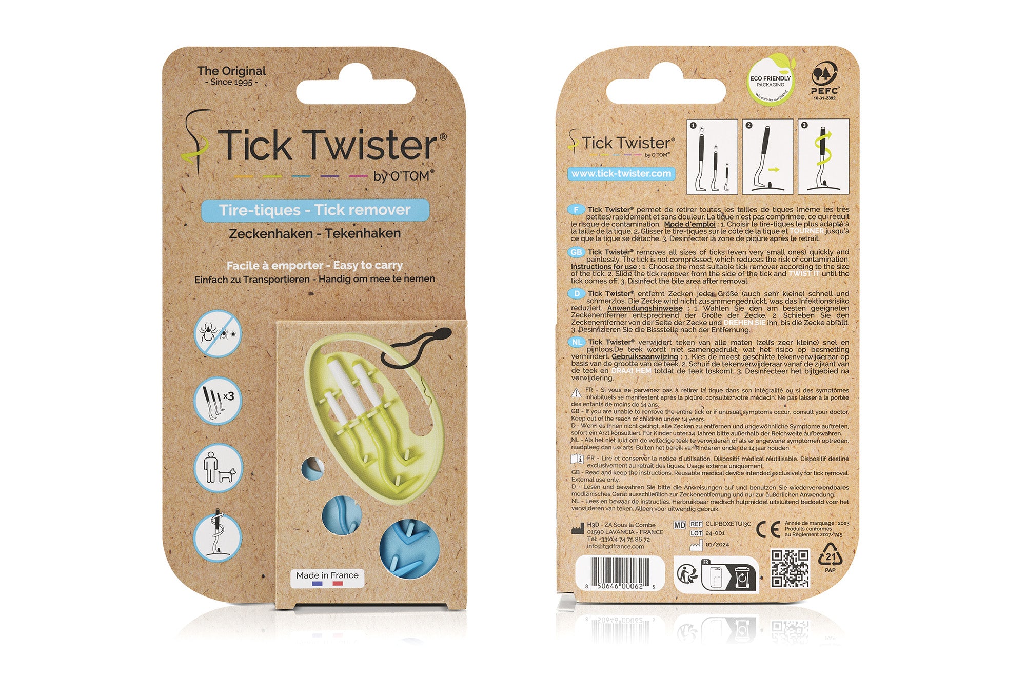 Flåttfjerner CLIPBOX TICK TWISTER® - 3 pack