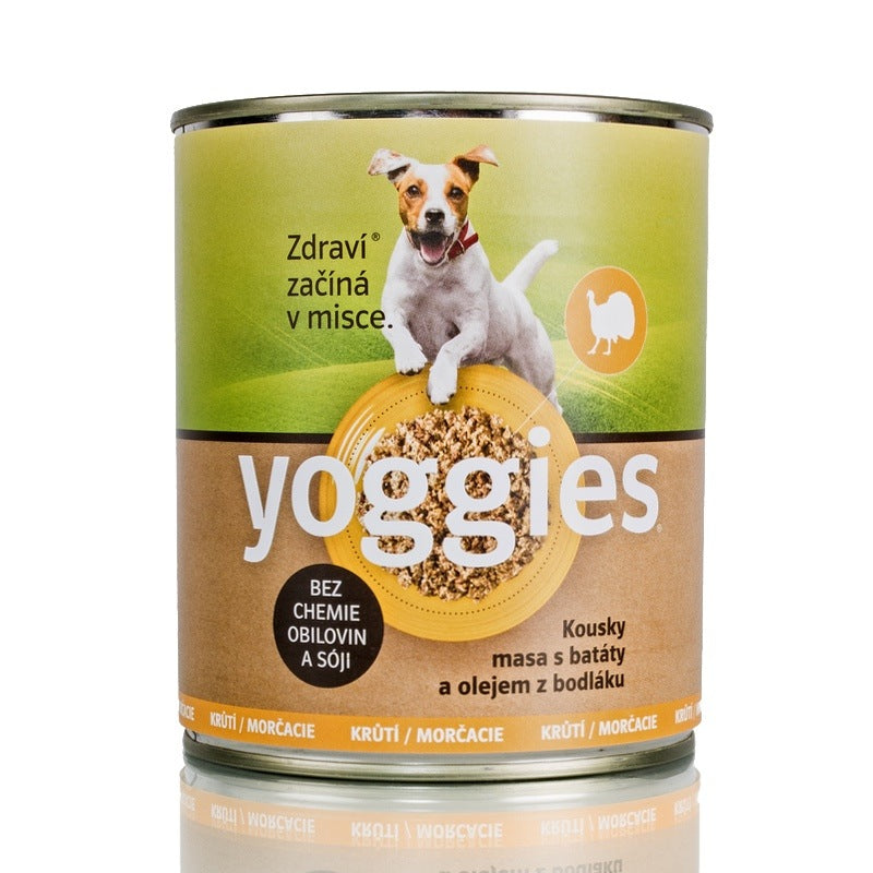 Monoprotein KALKUN med søtpotet og safrantistelolje - våtfôr YOGGIES hund